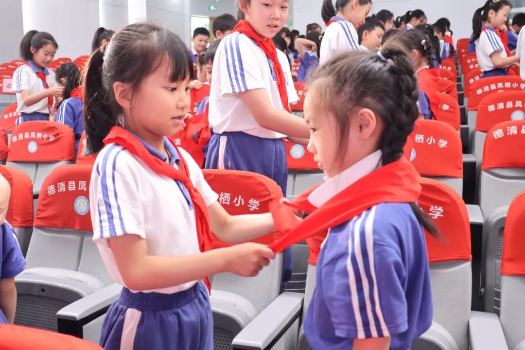【凤栖小学•凤起德育】红领巾 心向党——德清县凤栖小学2023级少先队新队员入队仪式 第7张