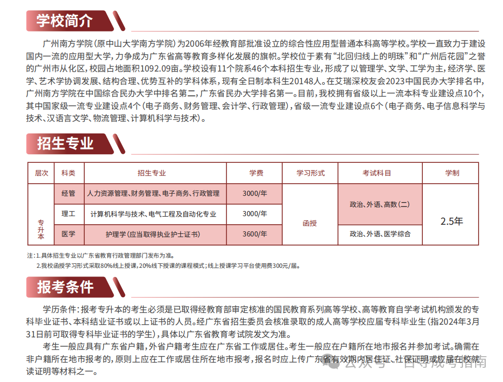 广东成人高考【护理学本科】2.5年毕业函授学习推荐院校 第4张