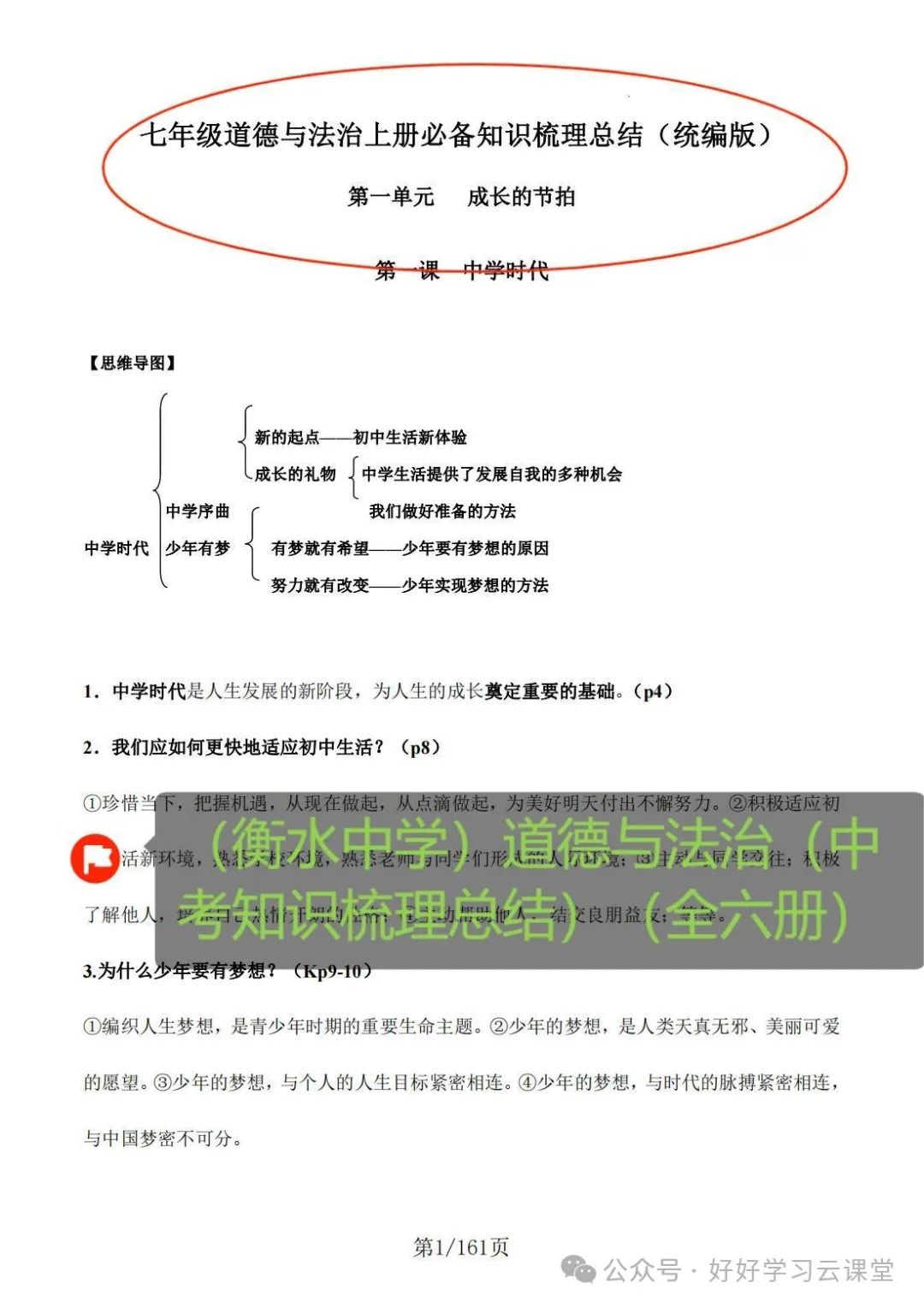 【书】《道德与法治中考知识梳理总结》 衡水中学内训资料 初中(全六册) 第5张