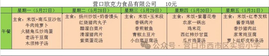 【西市区实验小学】午餐食谱 第3张