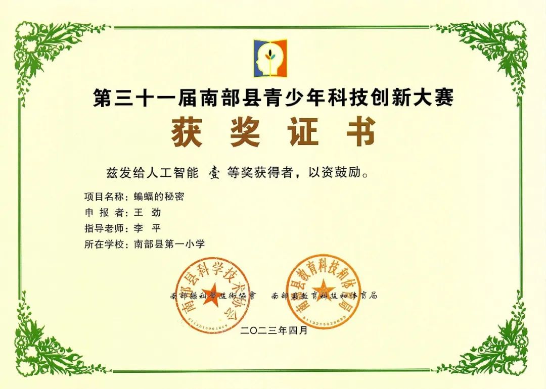南部县第一小学师生在第31届青少年市县科技创新比赛中荣获佳绩 第30张