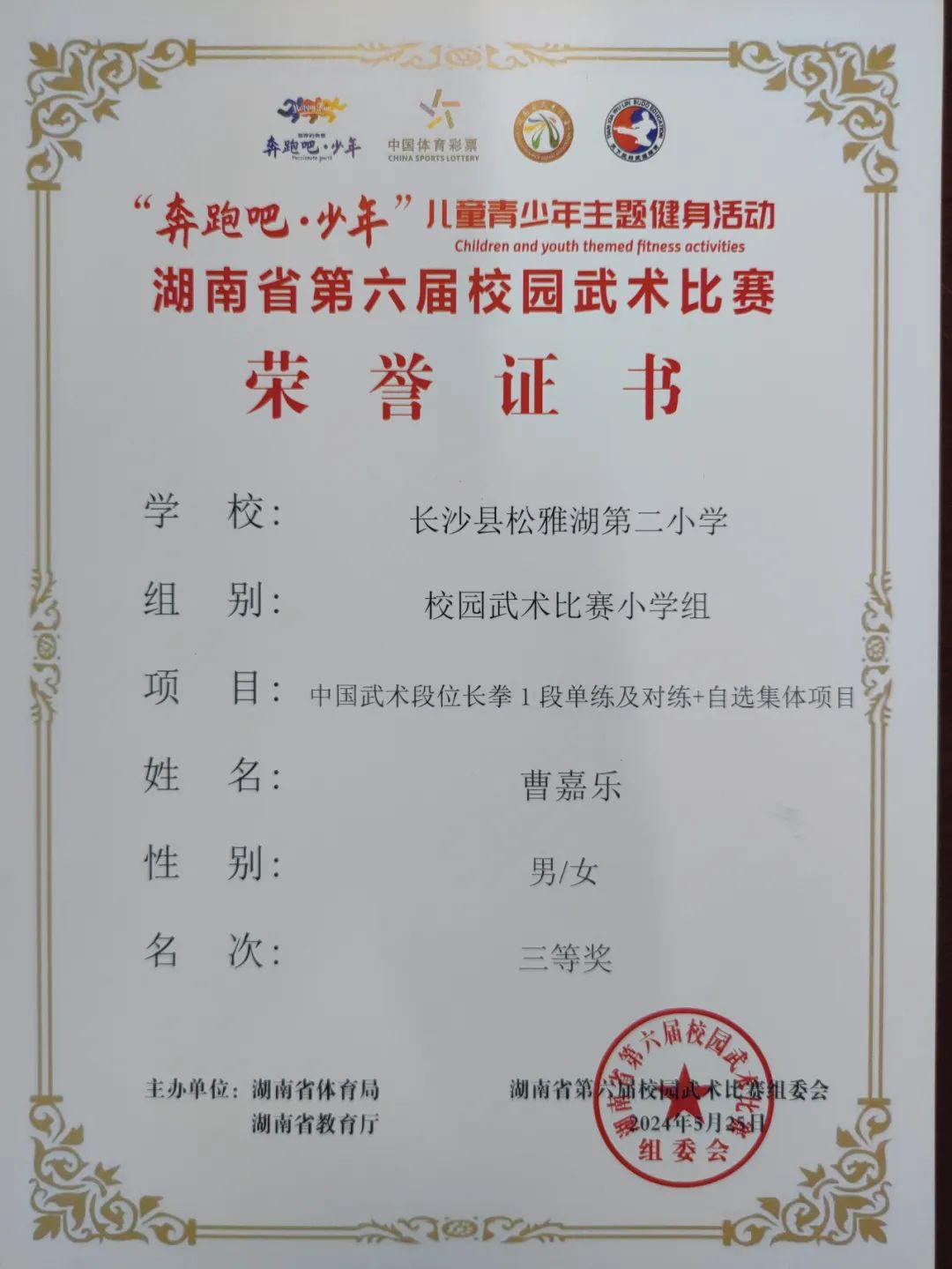 【喜报】热烈祝贺长沙县松雅湖第二小学在湖南省第六届校园武术比赛中喜获佳绩 第22张