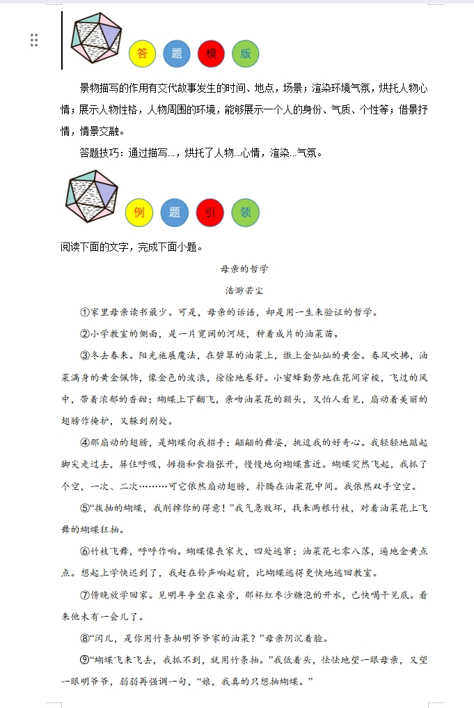 2024年中考语文:现代文阅读题答题模板(记叙文、说明文、议论文)全方位攻克,高分阅读必备! 第9张