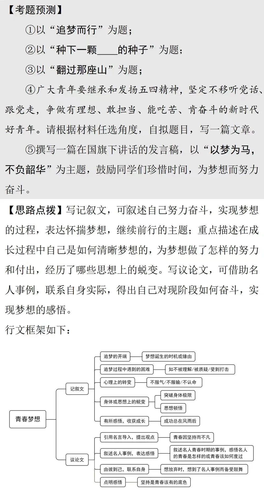 2024中考青春梦想&生活哲思类作文指导!!考题预测+思路点拨+精选素材+满分作文 第2张