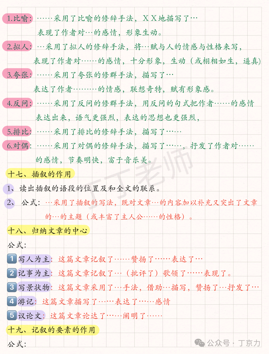 小学语文阅读理解万能公式 第5张 小学语文阅读理解万能公式 第5张