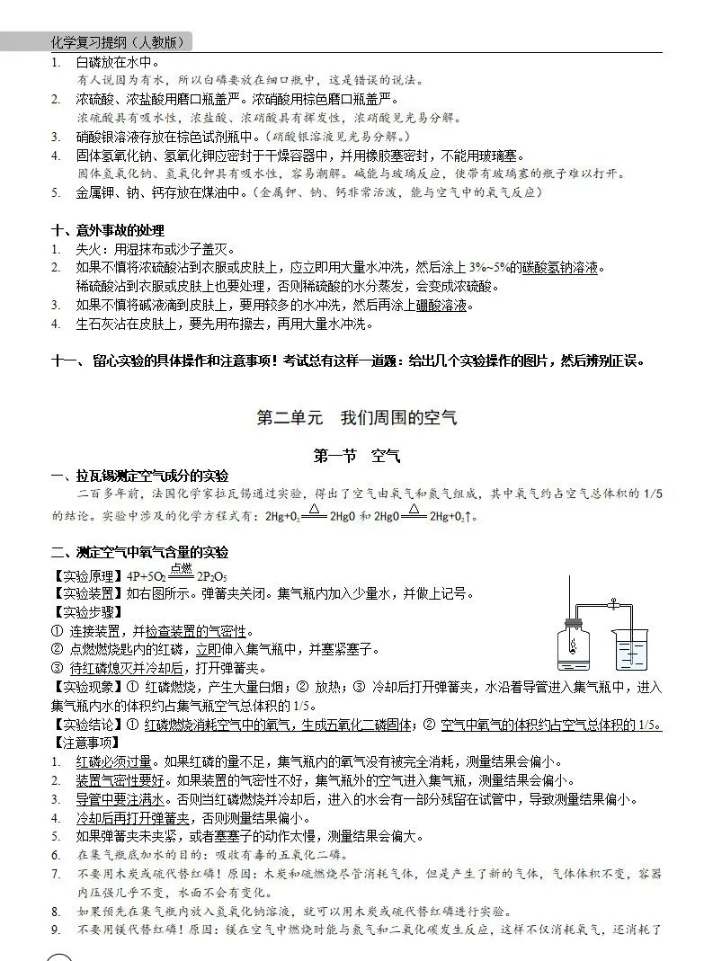 中考化学 | 中考化学各单元详细考点及专题考点梳理,复习必备 第7张