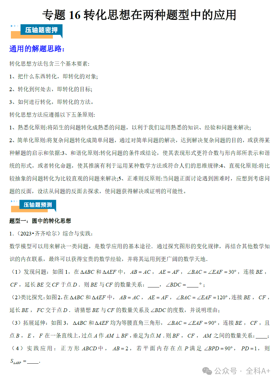 【2024中考】《初中数学•压轴题专项训练》(全国通用) 第7张 【2024中考】《初中数学•压轴题专项训练》(全国通用) 第7张