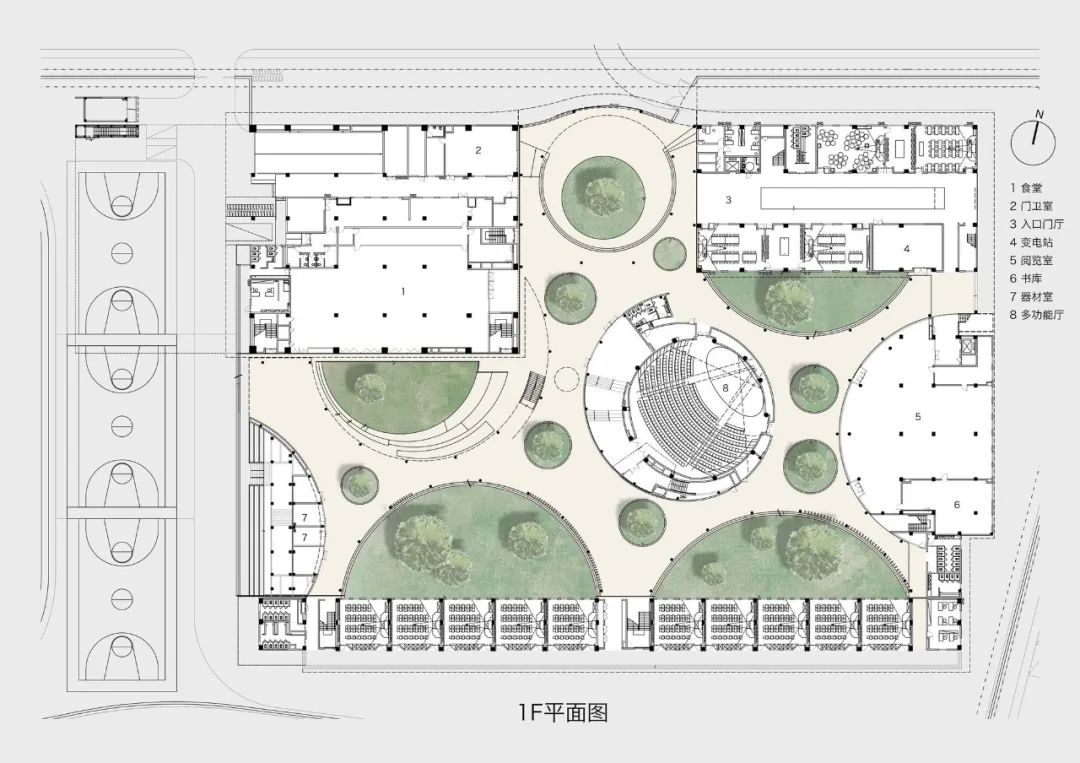 小学设计 | 示范样板:40班规模,半围合式校园布局,极简现代的立面 第20张