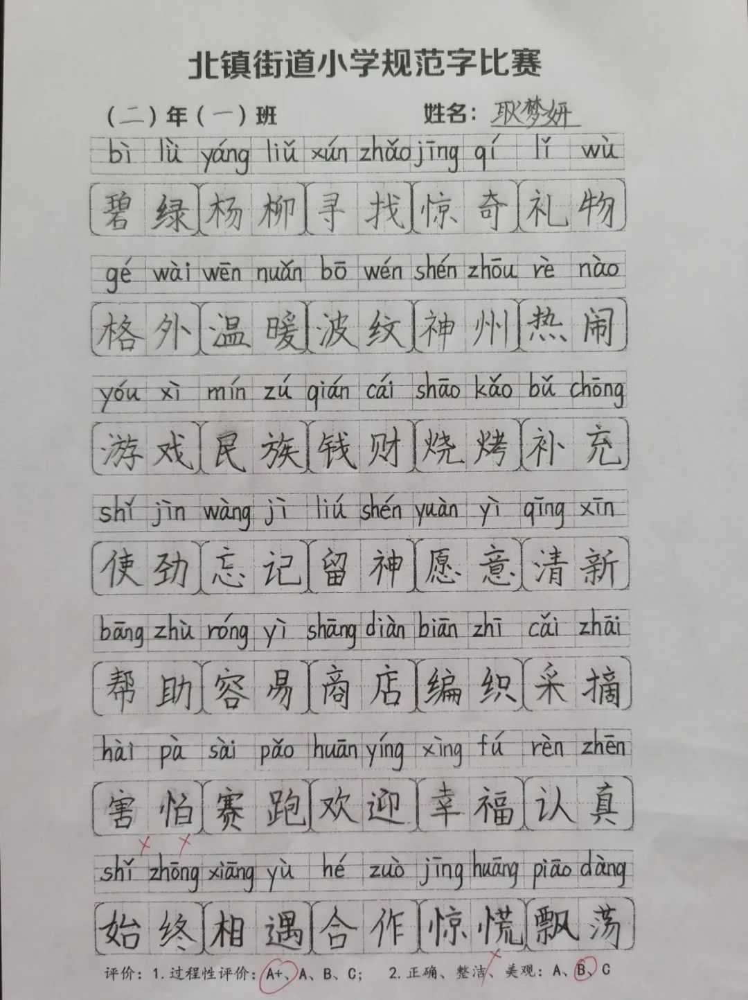 书规范汉字 写精彩人生——北镇街道小学规范字书写大赛 第33张 书规范汉字 写精彩人生——北镇街道小学规范字书写大赛 第33张