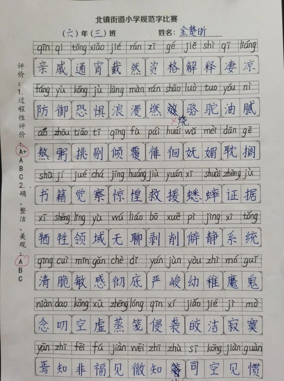 书规范汉字 写精彩人生——北镇街道小学规范字书写大赛 第30张 书规范汉字 写精彩人生——北镇街道小学规范字书写大赛 第30张