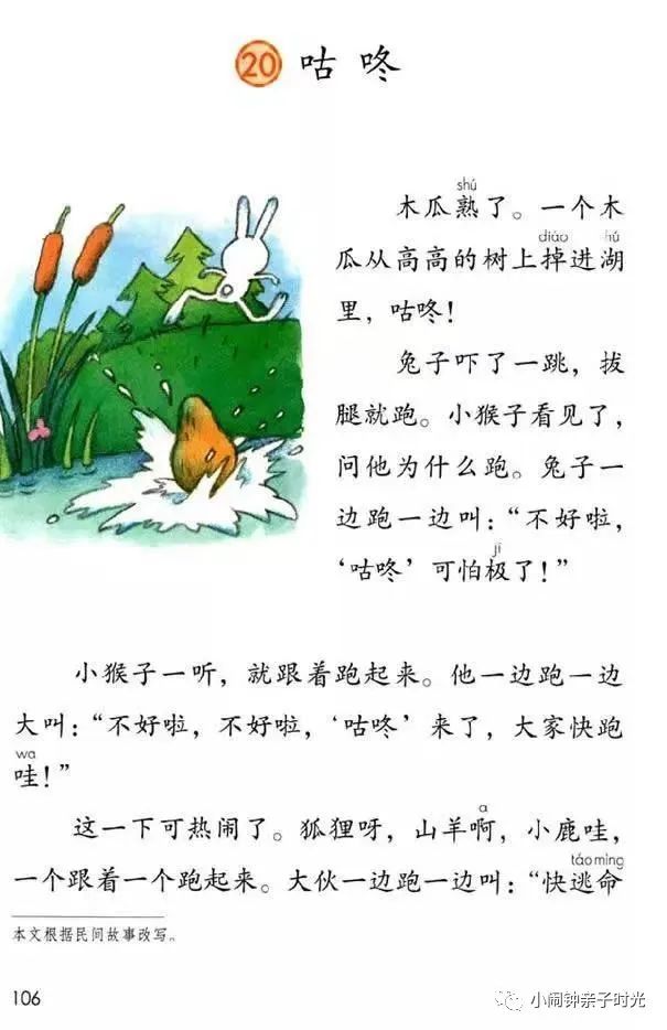 小学一年级下册课文20《咕咚》 第1张 小学一年级下册课文20《咕咚》 第1张