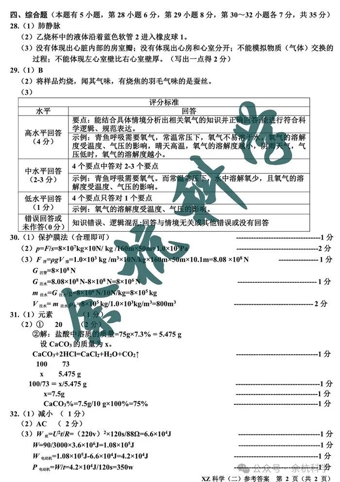 浙江省嘉兴市2024年中考适应性练习(二)科学试题(含答案) 第11张