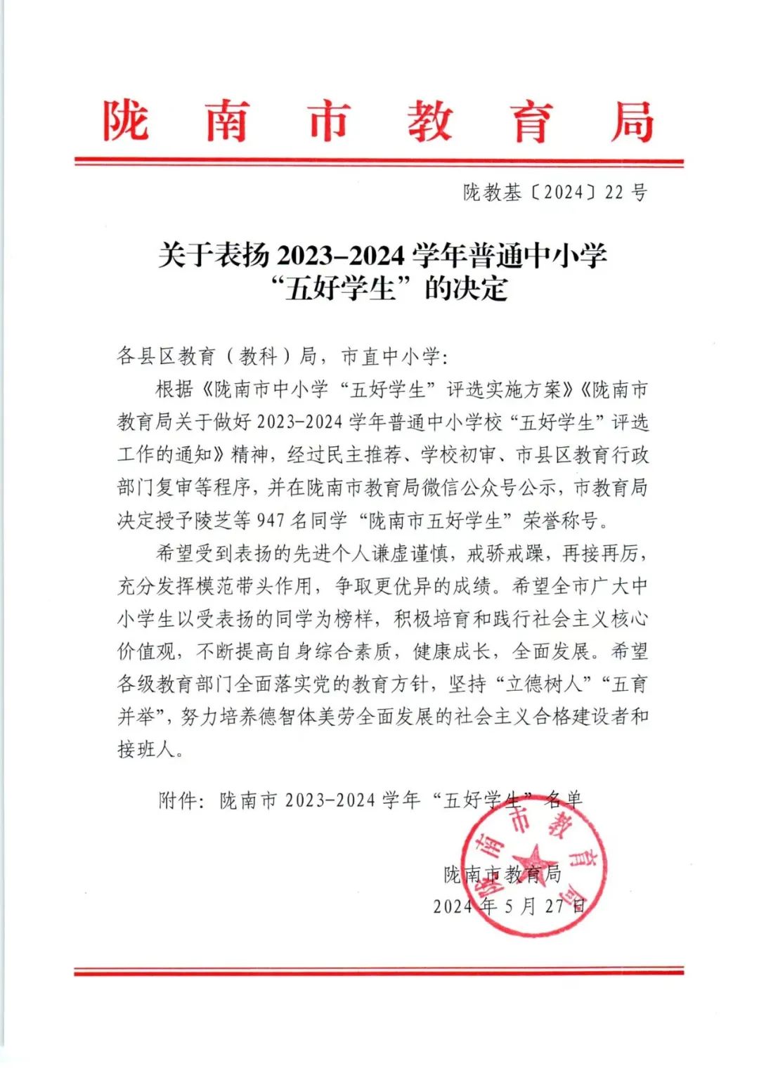 喜报|西和县西青永丰小学六名同学被授予“陇南市五好学生”荣誉称号 第3张 喜报|西和县西青永丰小学六名同学被授予“陇南市五好学生”荣誉称号 第3张