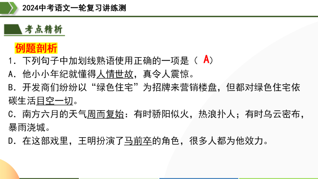 2024中考语文专题复习第2讲《词语的理解与运用》ppt 第28张