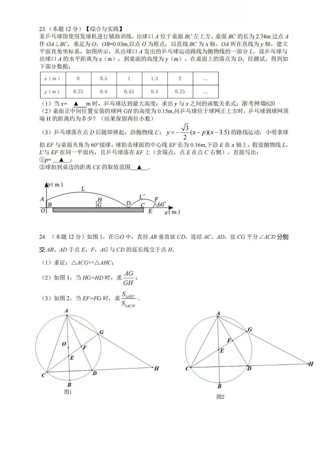 浙江中考模拟 | 新!2024年中考金衢十二校中考模拟测试卷全科(含答案)! 第11张