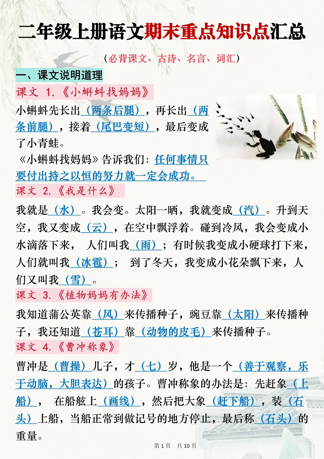 抓紧背‼️二年级上册语文期末高频考点总结 第3张