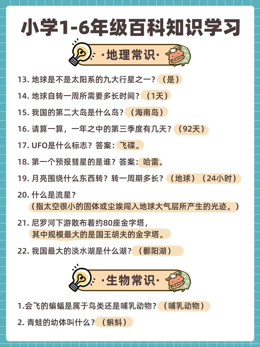 涨知识！小学1-6年级百科常识！ 第8张