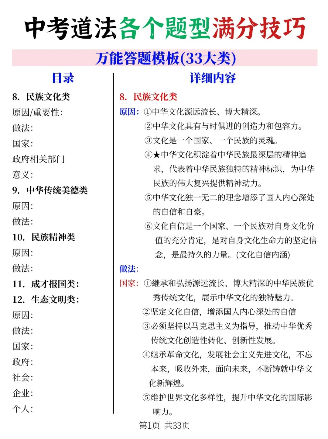 火箭班统一发的，中考道法答题话术和模板 第1张