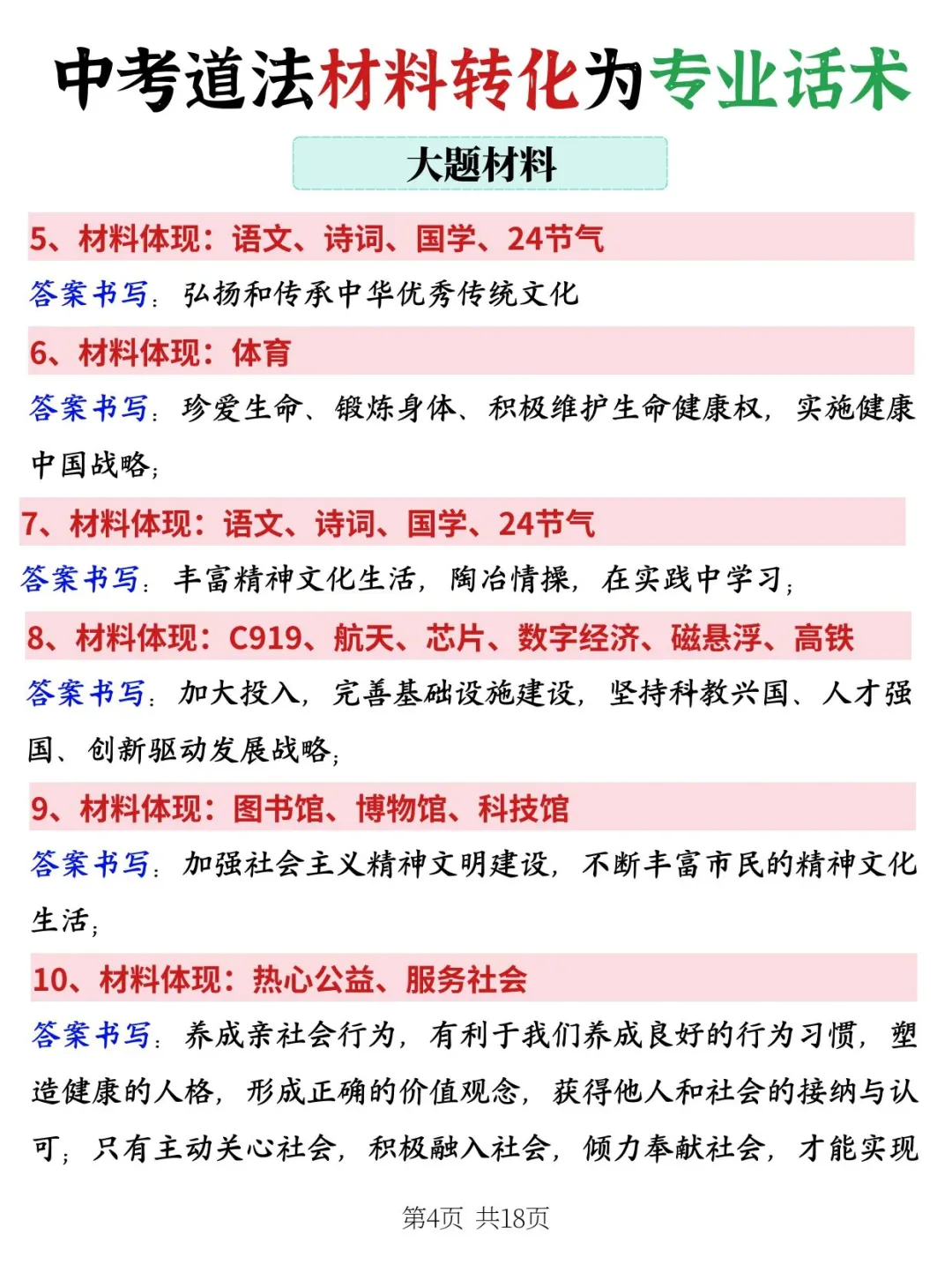 火箭班统一发的，中考道法答题话术和模板 第5张