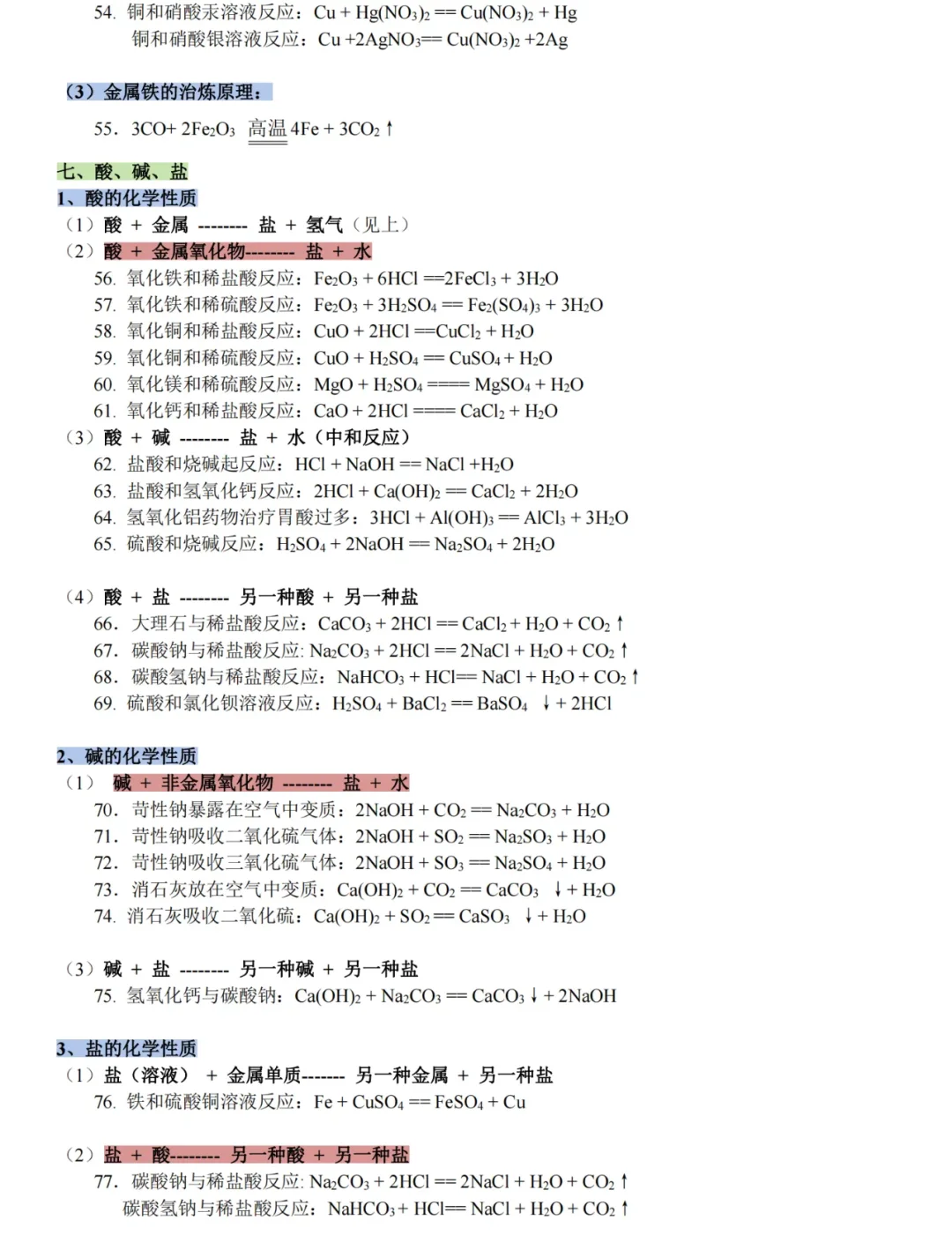 2025中考化学全部考点背诵【打印版】 第13张
