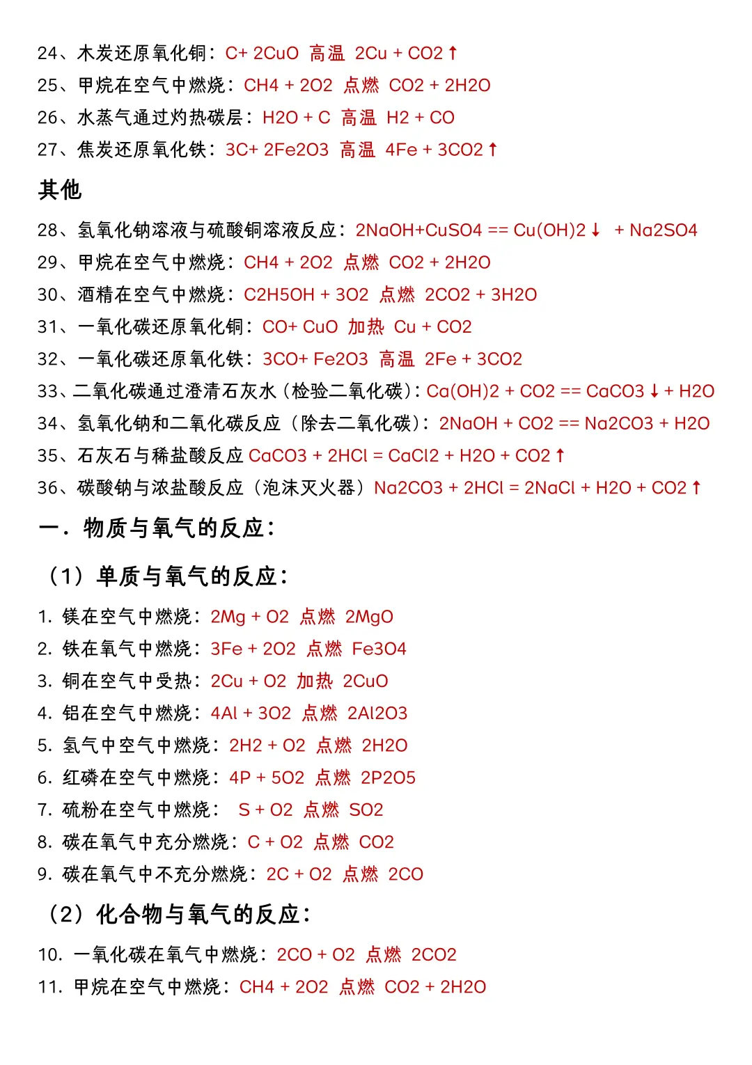 中考化学方程式及现象和考法（超详细版） 第4张