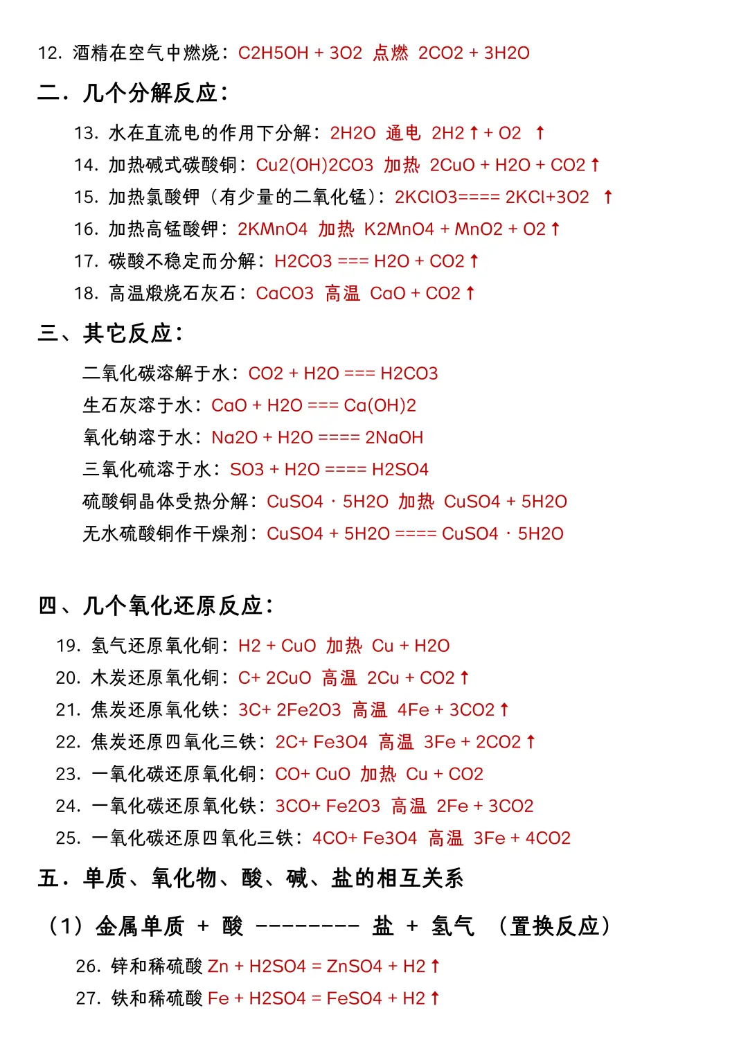 中考化学方程式及现象和考法（超详细版） 第5张