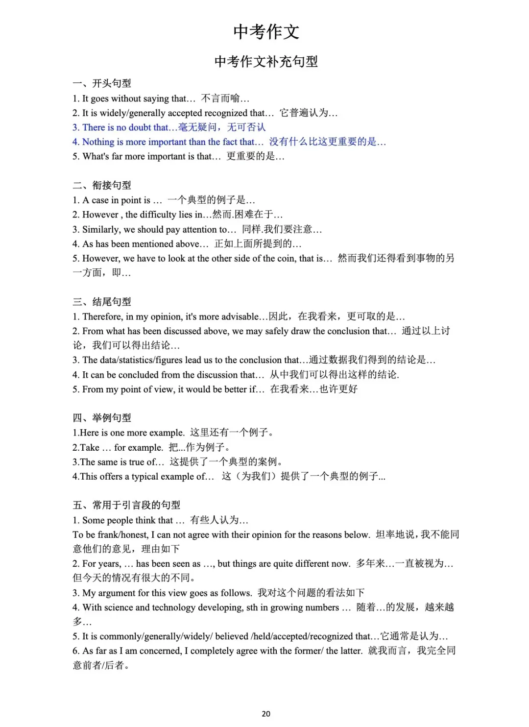 中考英语作文万能句式话题模版 第9张