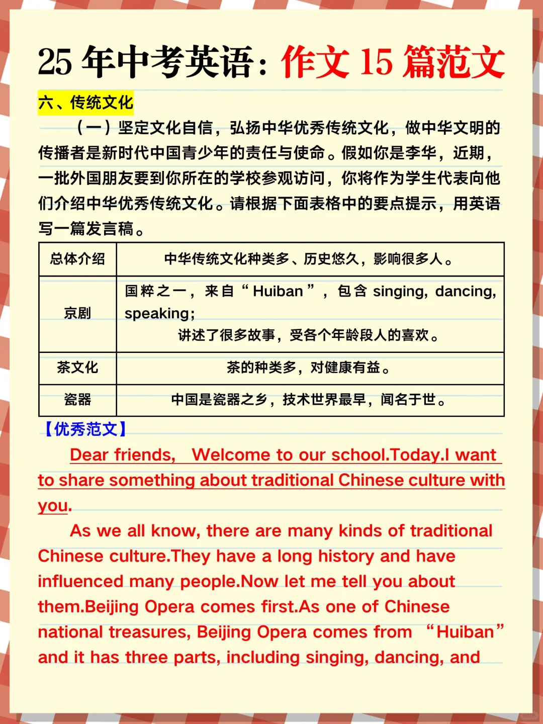25年中考英语15篇满分范文，考试就从这出 第1张