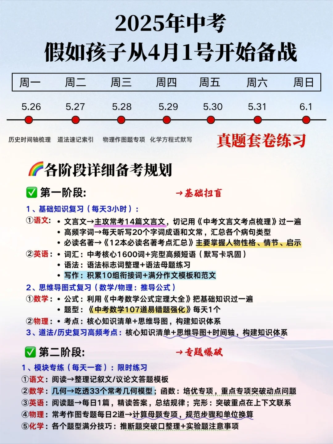 中考逆袭｜超详细版规划表【附各科学习资料】 第4张