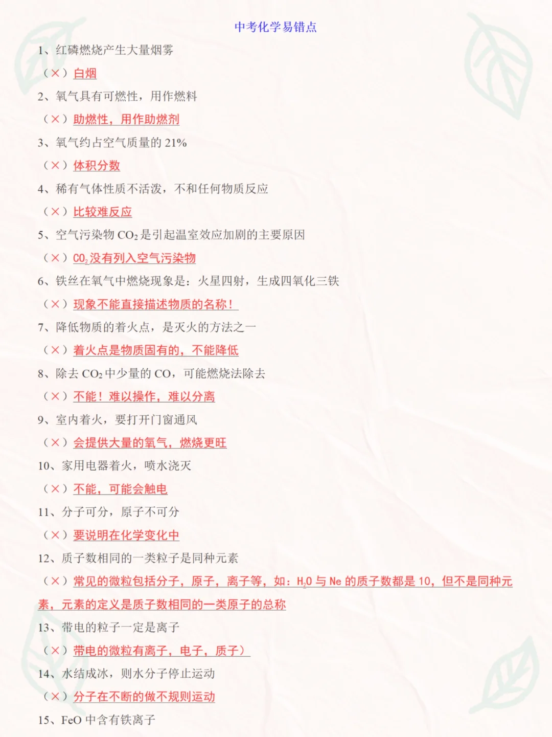 大家都在找的中考化学易错点，终于找全了 第2张