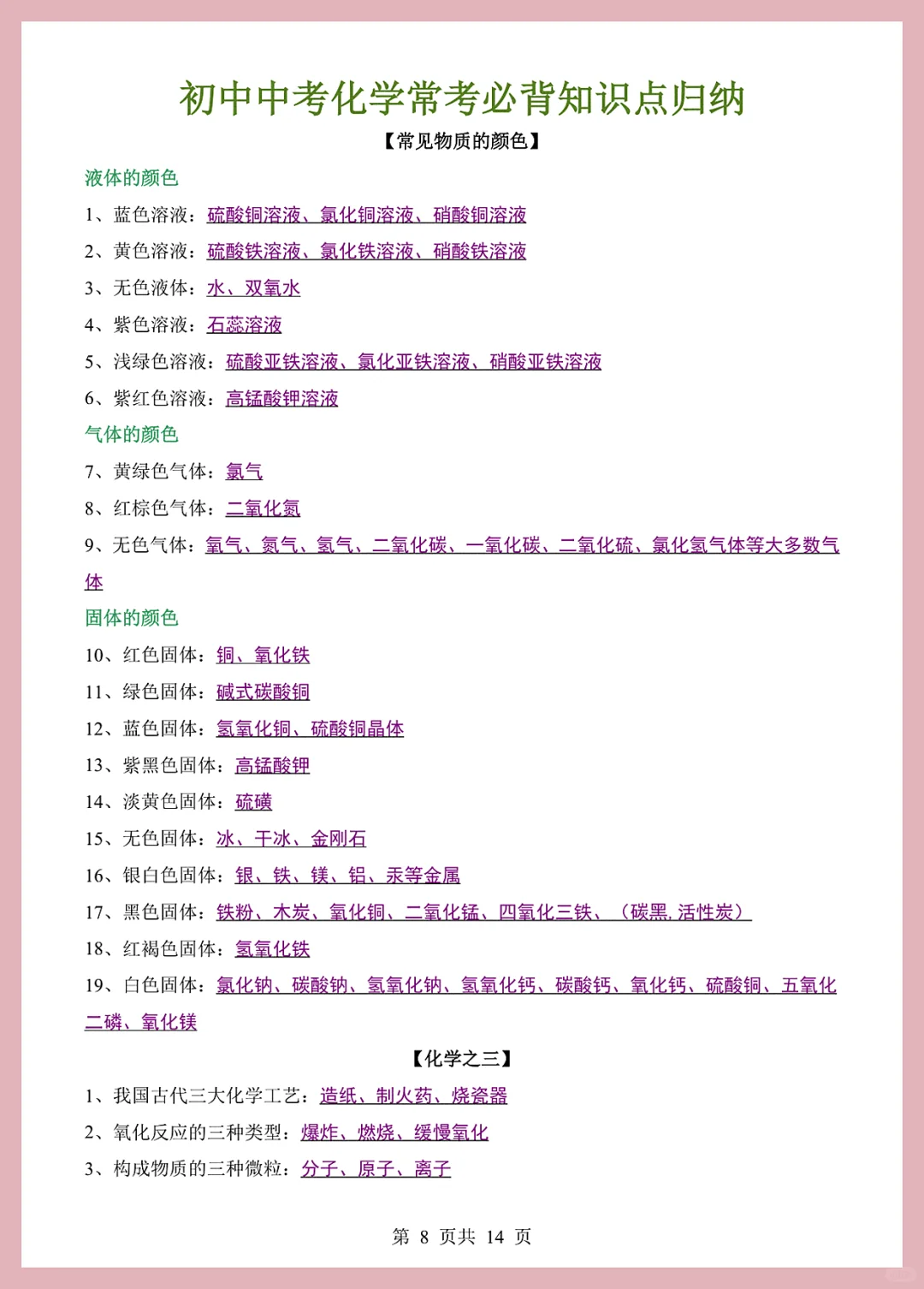 2025中考化学常考必背知识点归纳 第3张