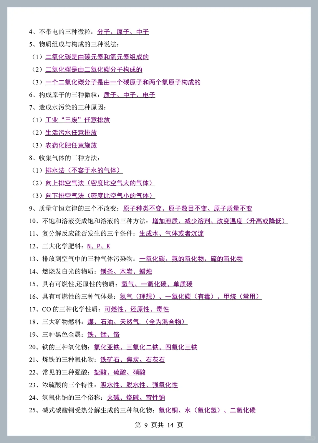 2025中考化学常考必背知识点归纳 第4张