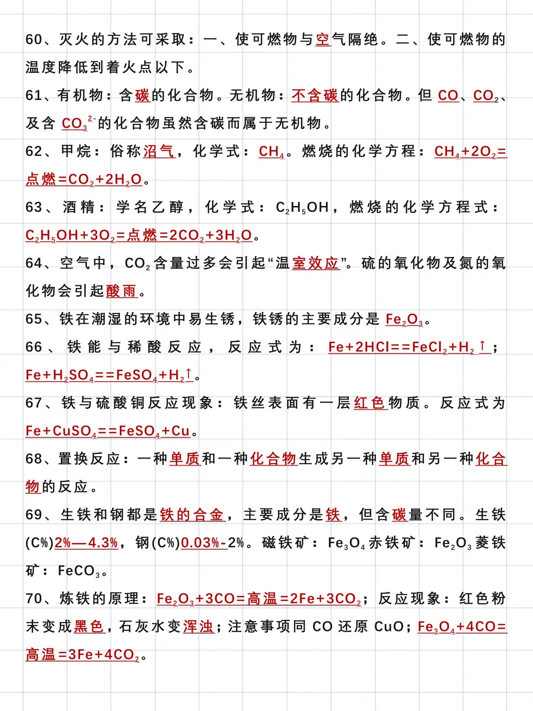 24中考化学94个核心考点总结归纳 第8张