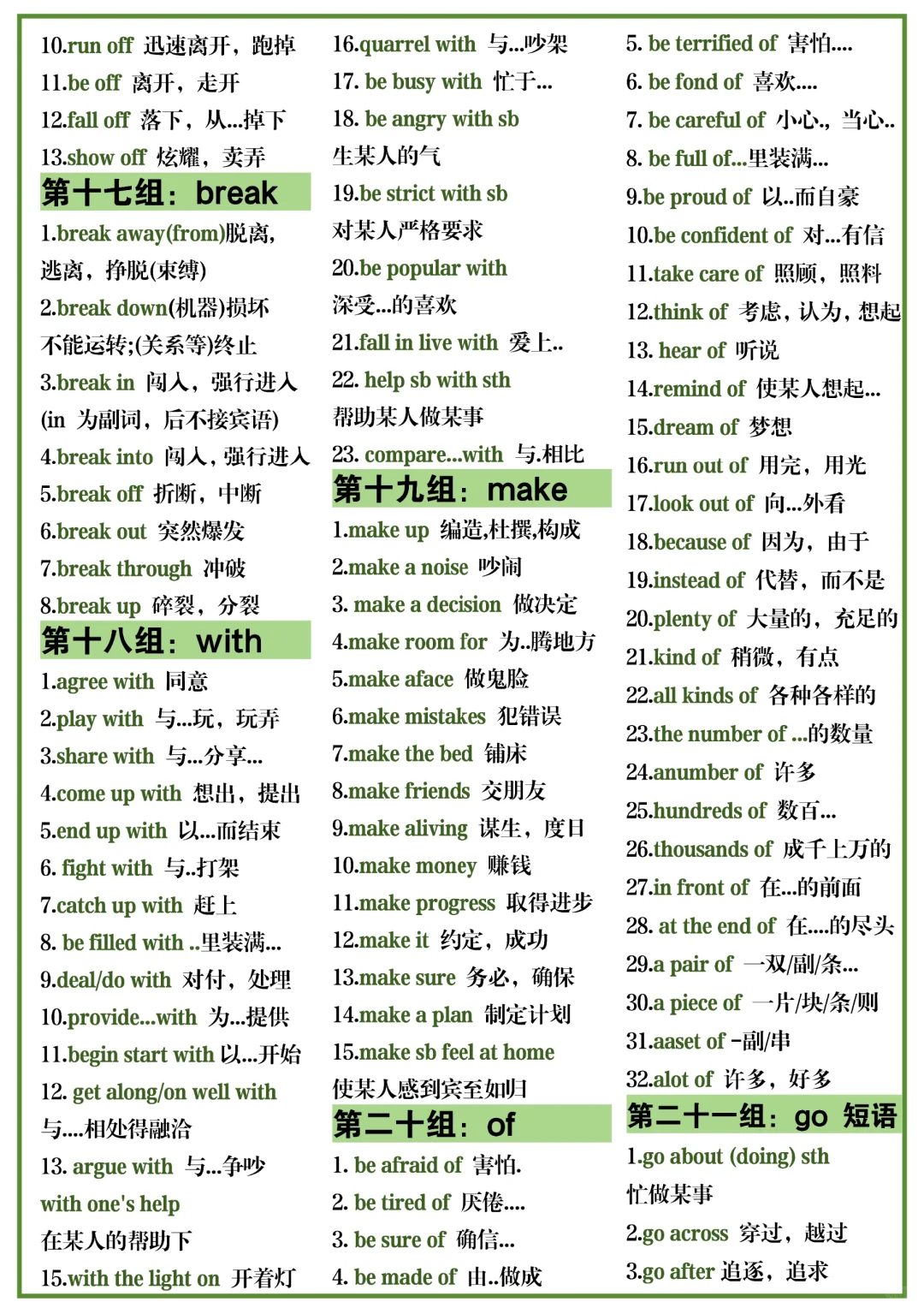 【中考英语短语天花板】高频考点全汇总 第5张