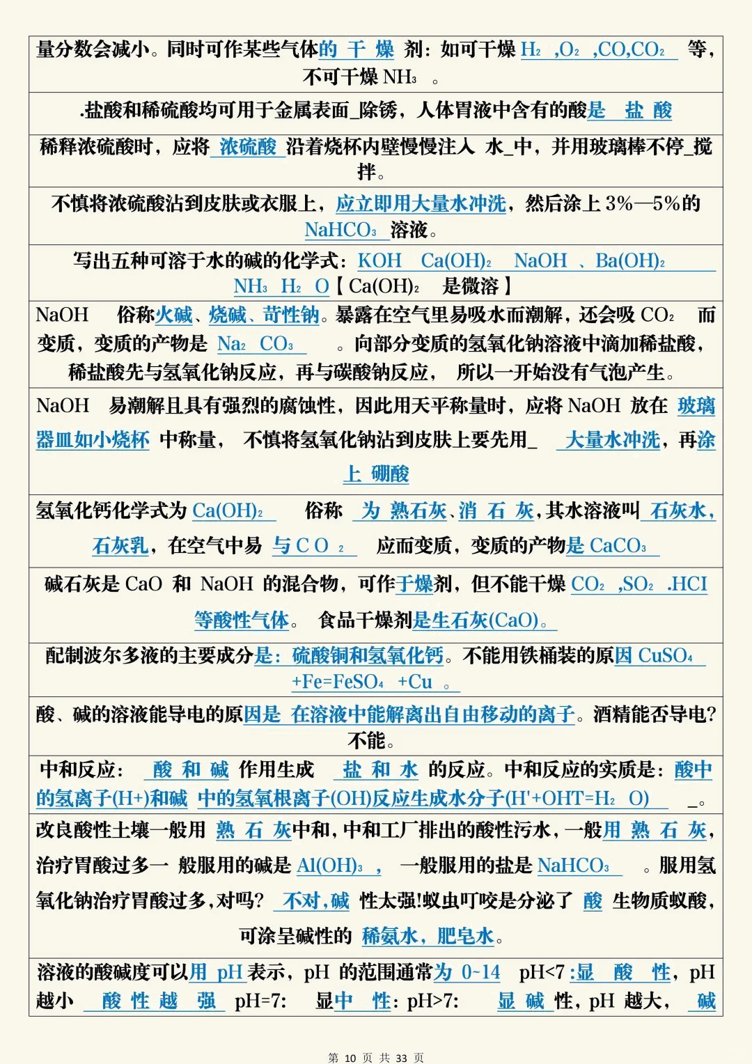 中考化学考前必背知识总结 第11张