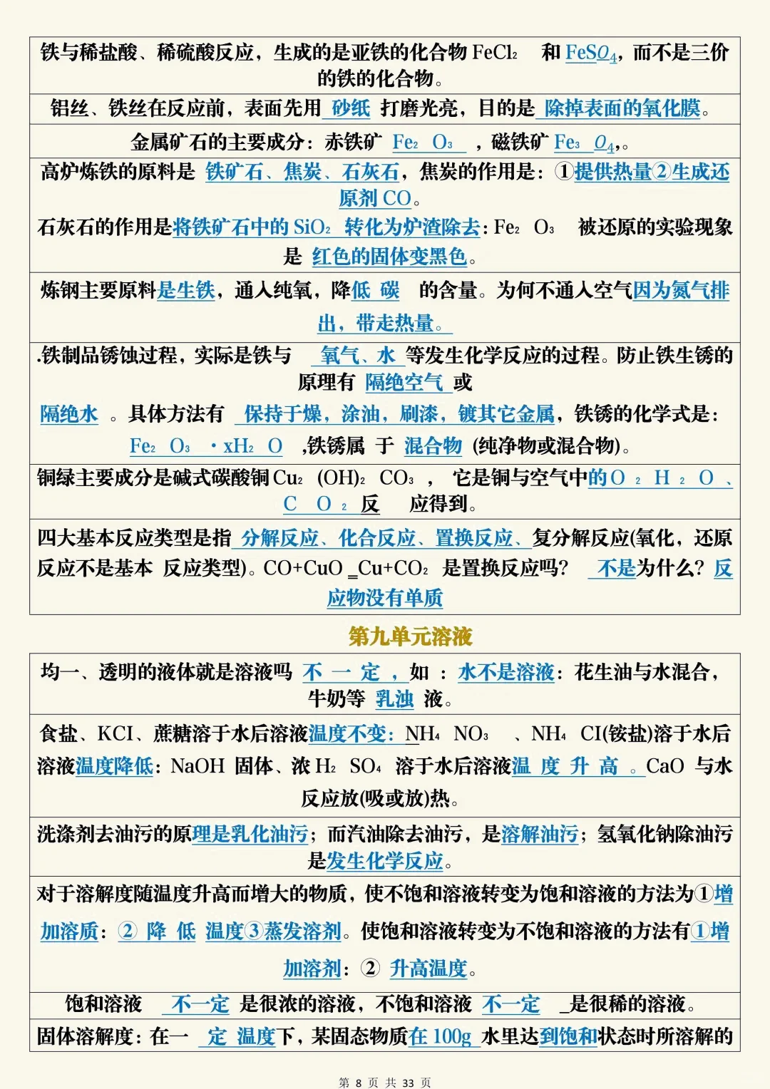 中考化学考前必背知识总结 第9张