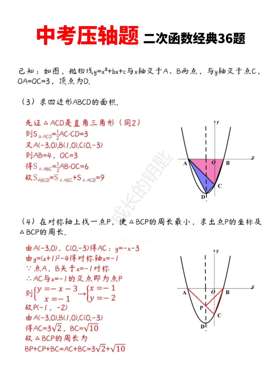 中考数学压轴题|二次函数经典36题 第3张