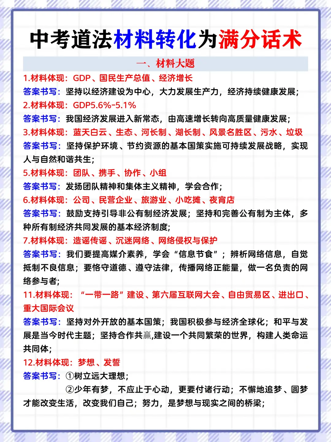 尖子班发的：中考道法答题技巧+模板‼️ 第3张
