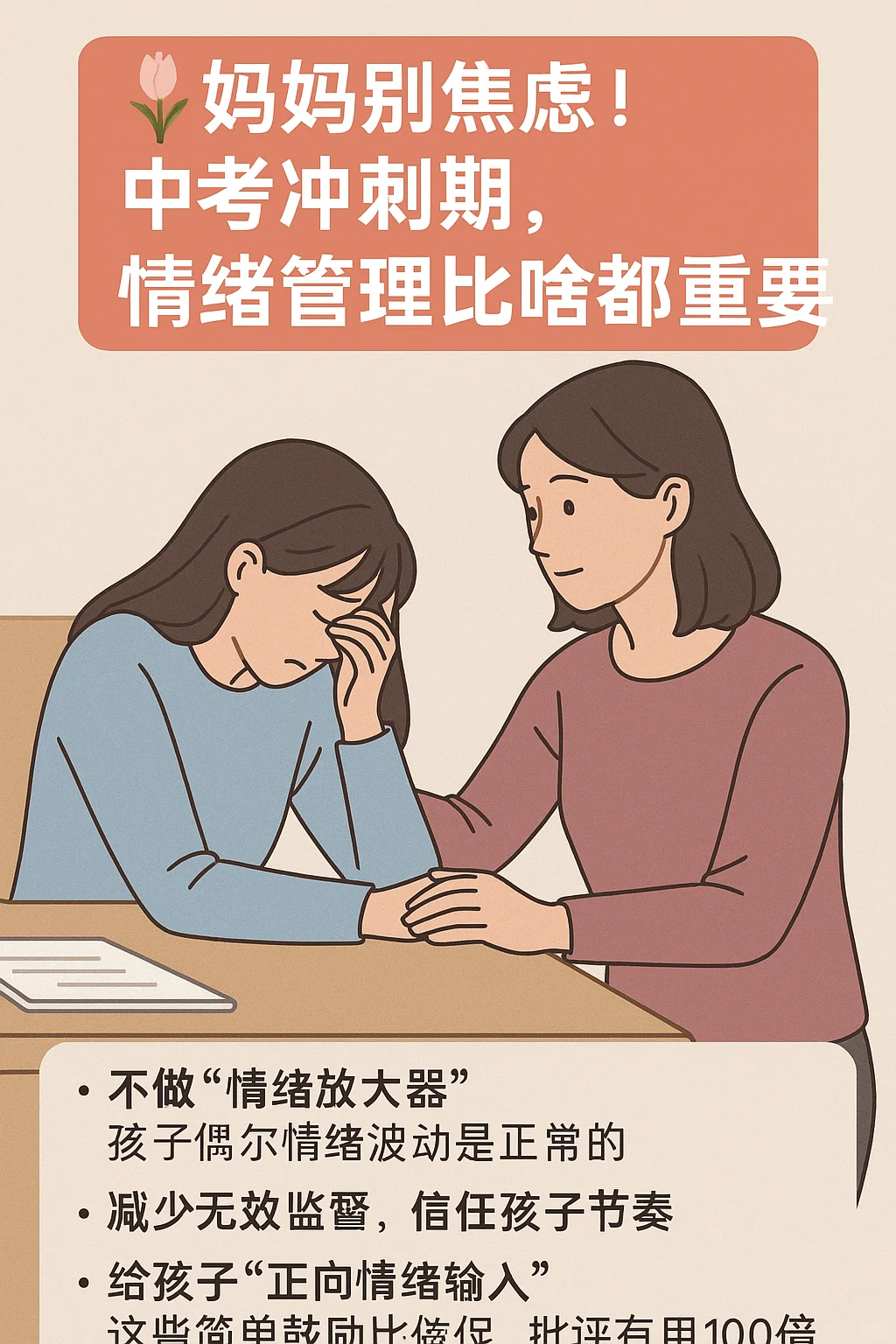 🌷妈妈别焦虑！中考冲刺期情绪管理很重要 第1张