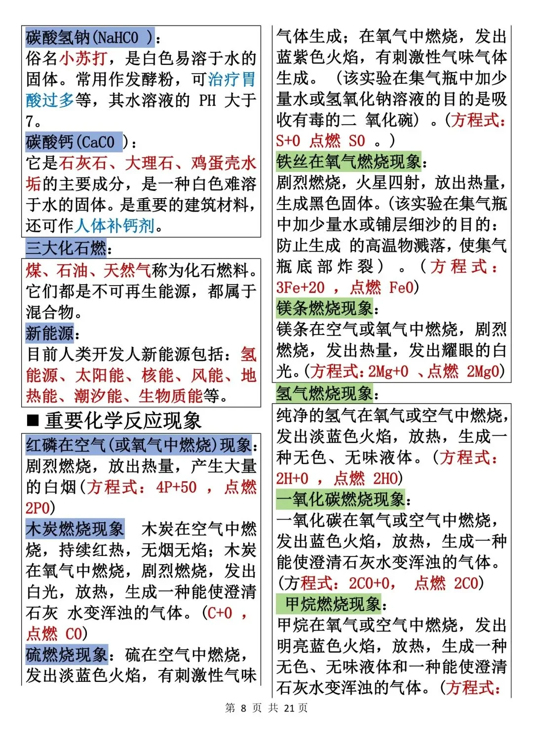 中考化学知识点总结，背下来 第9张