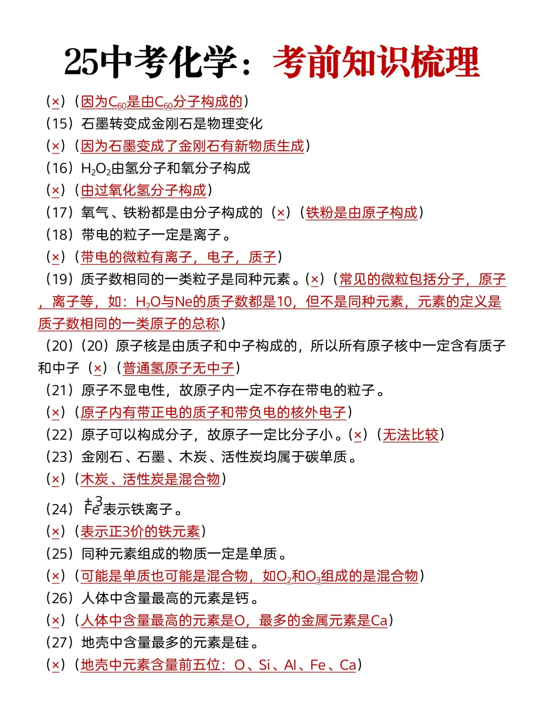 尖子班发的：25中考化学114个易错考点❗️ 第1张