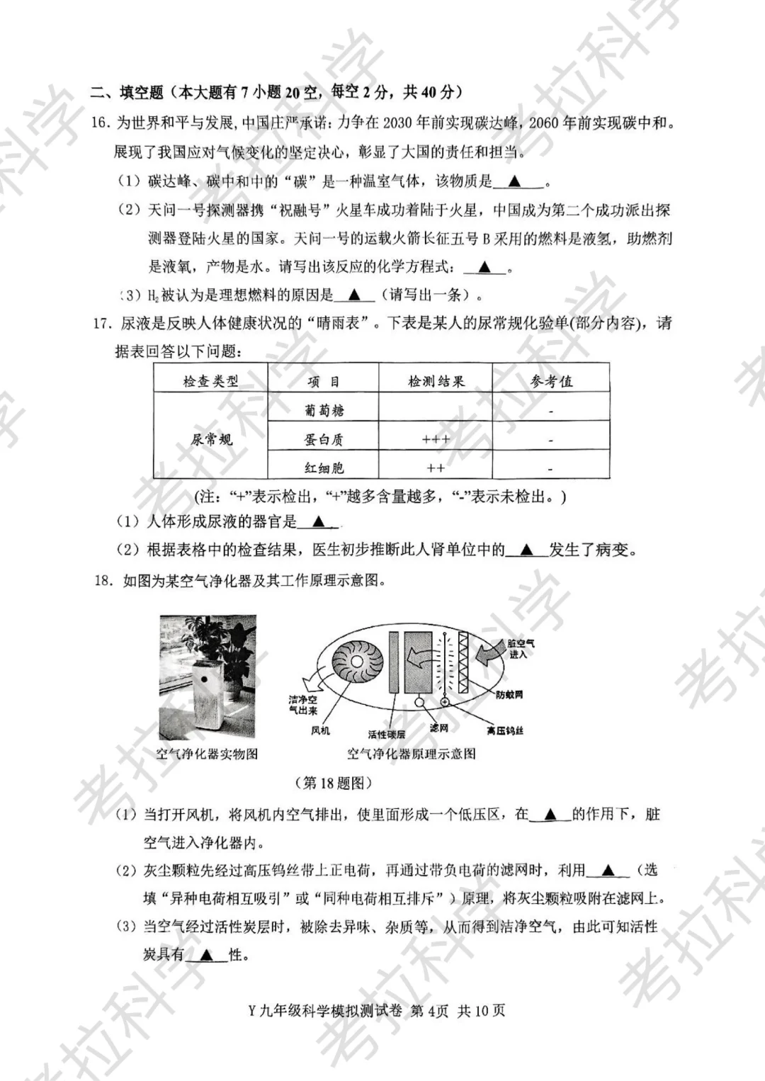 25年5月玉环市中考二模（科学） 第6张