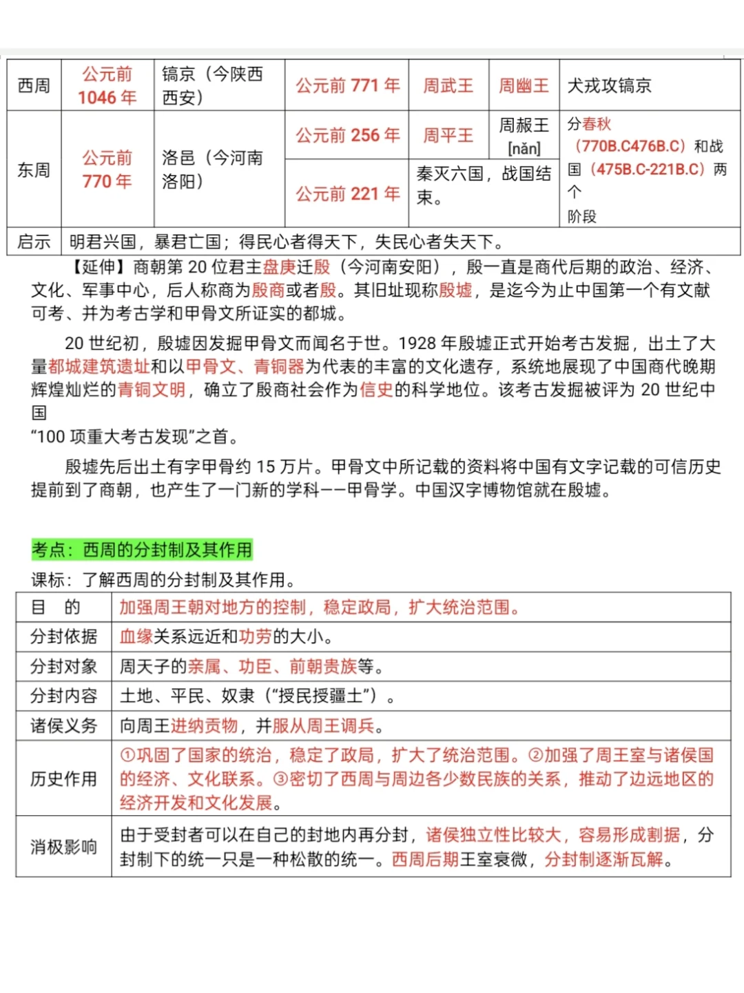 中考历史复习知识点总结超全考点汇总 第5张