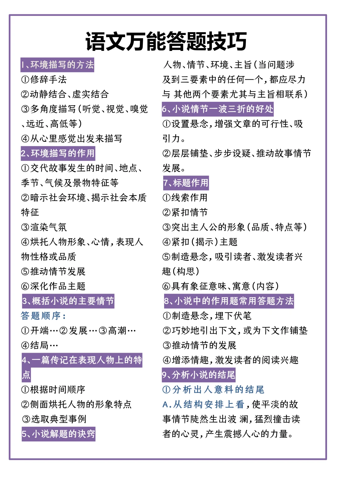语文万能答题技巧，背下来就稳了 第3张