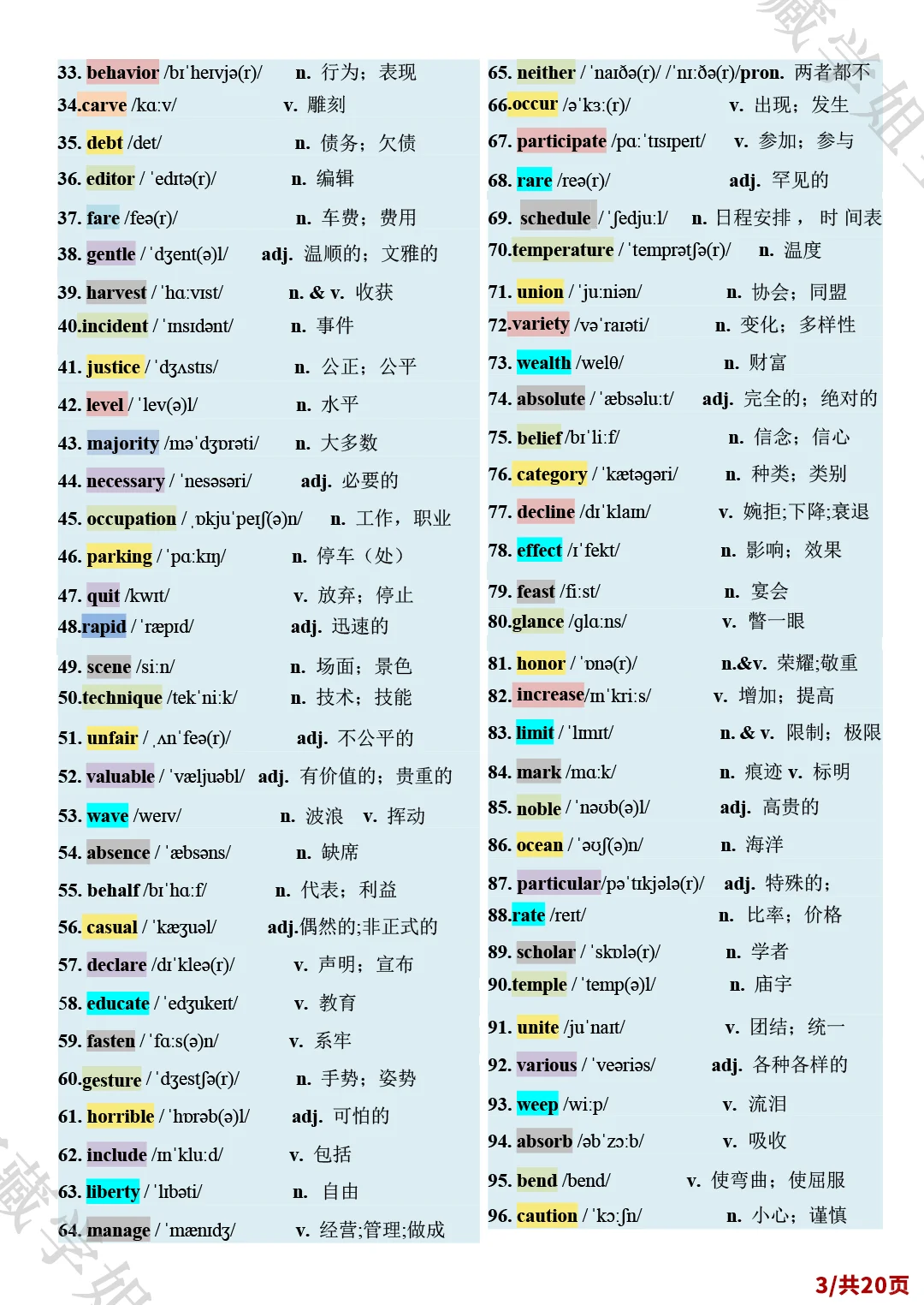 中考必背-常考的960个高频词✅ 第5张