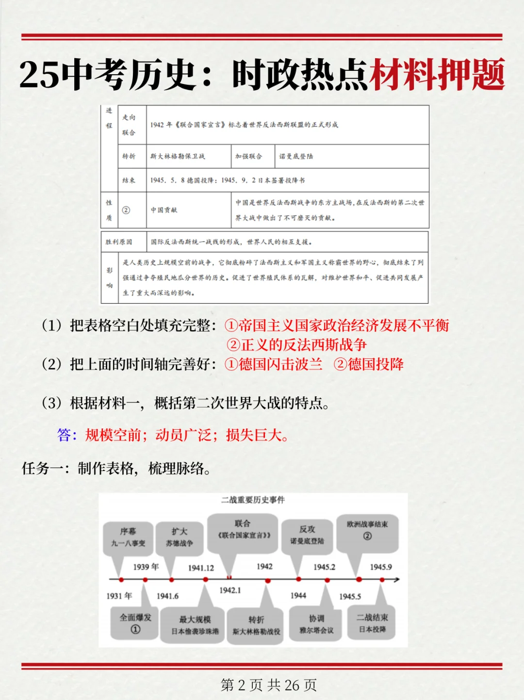 25中考历史时政热点材料分析题❗很难找全的 第4张