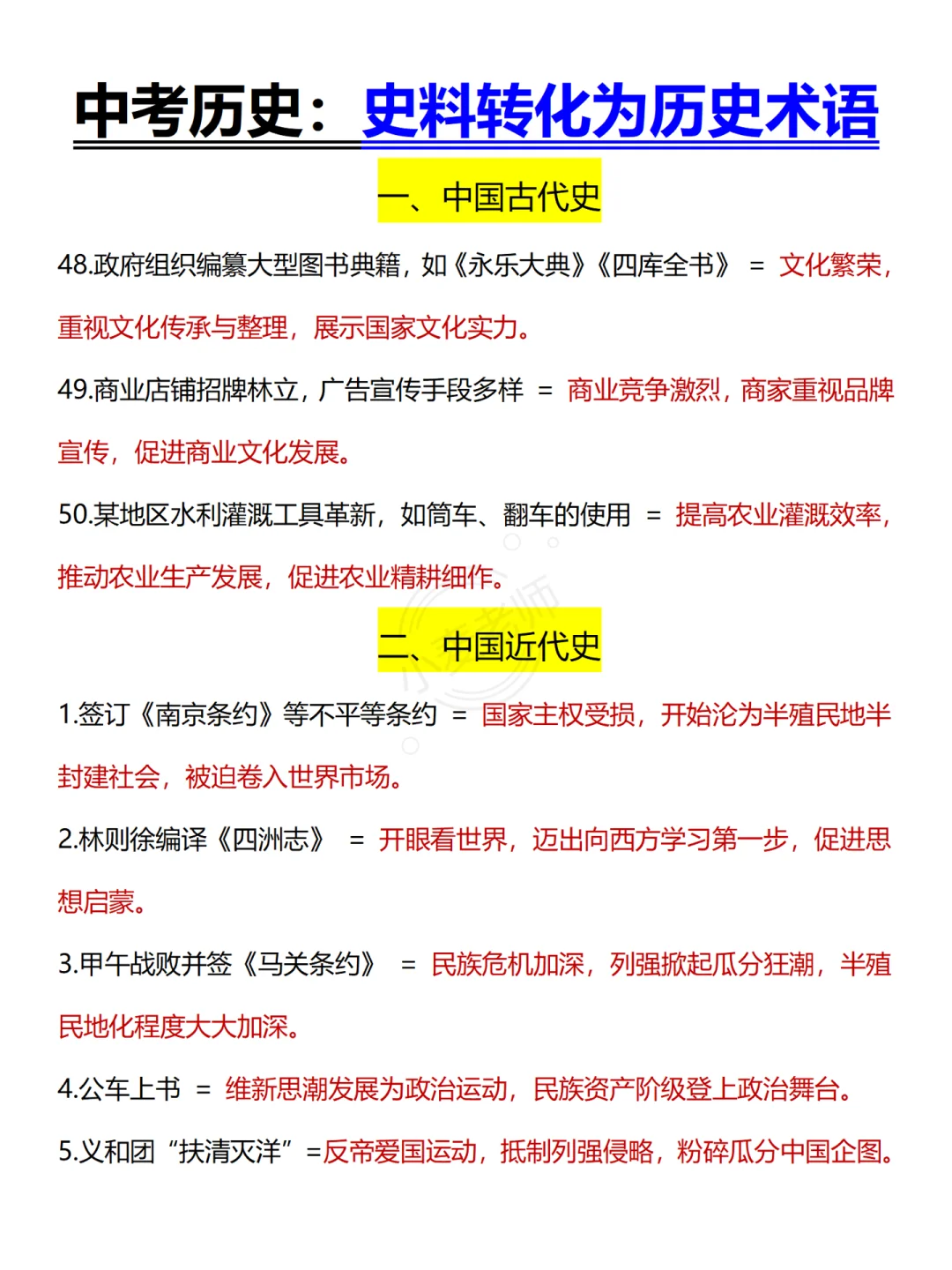 中考历史史料题如何转为历史术语❗️万能模板 第1张