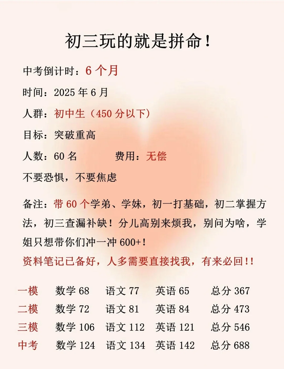 初三生来就带，假如你拼命努力中考加油！ 第1张