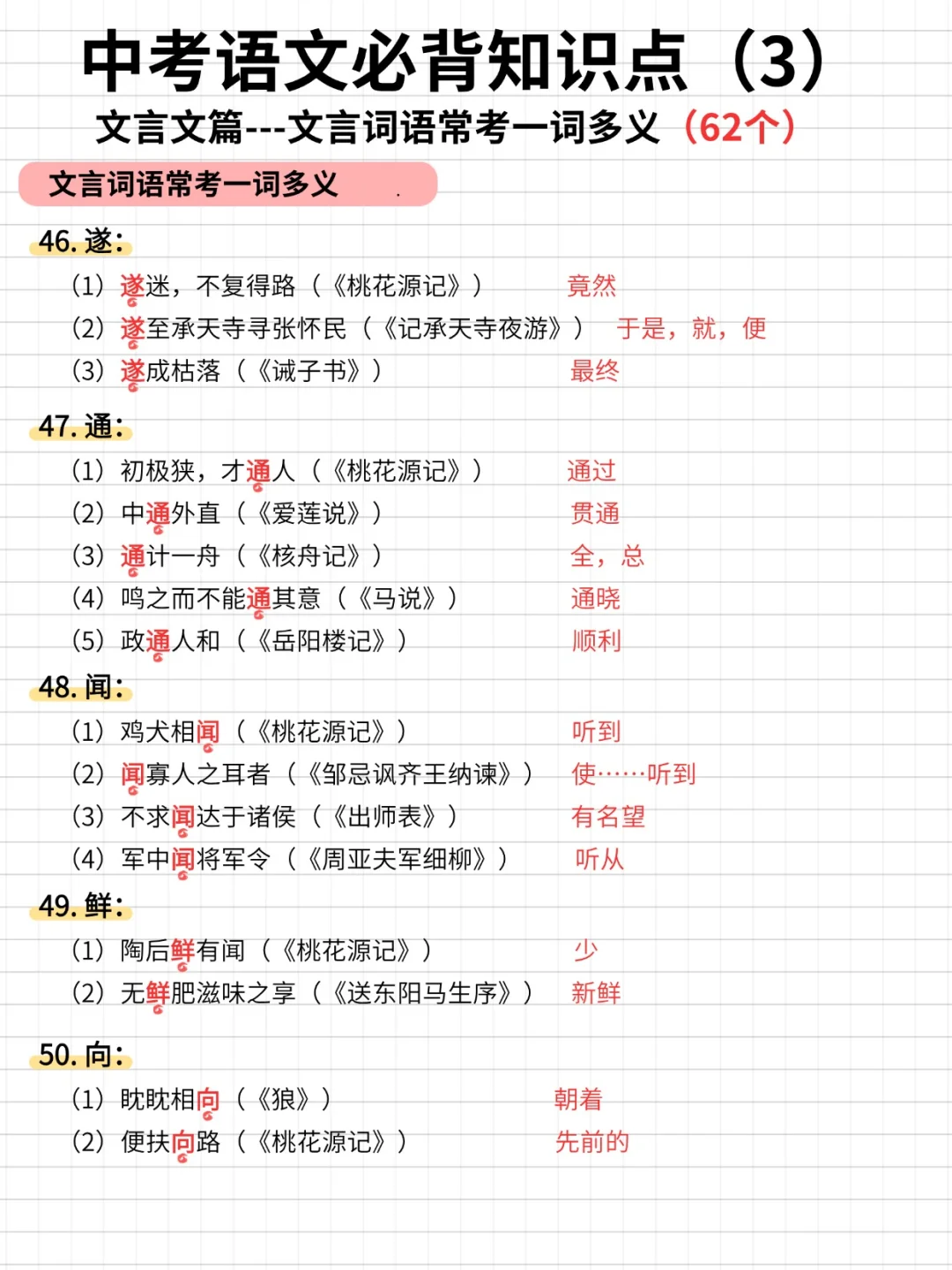 中考语文必背知识点（3）---文言文篇 第11张