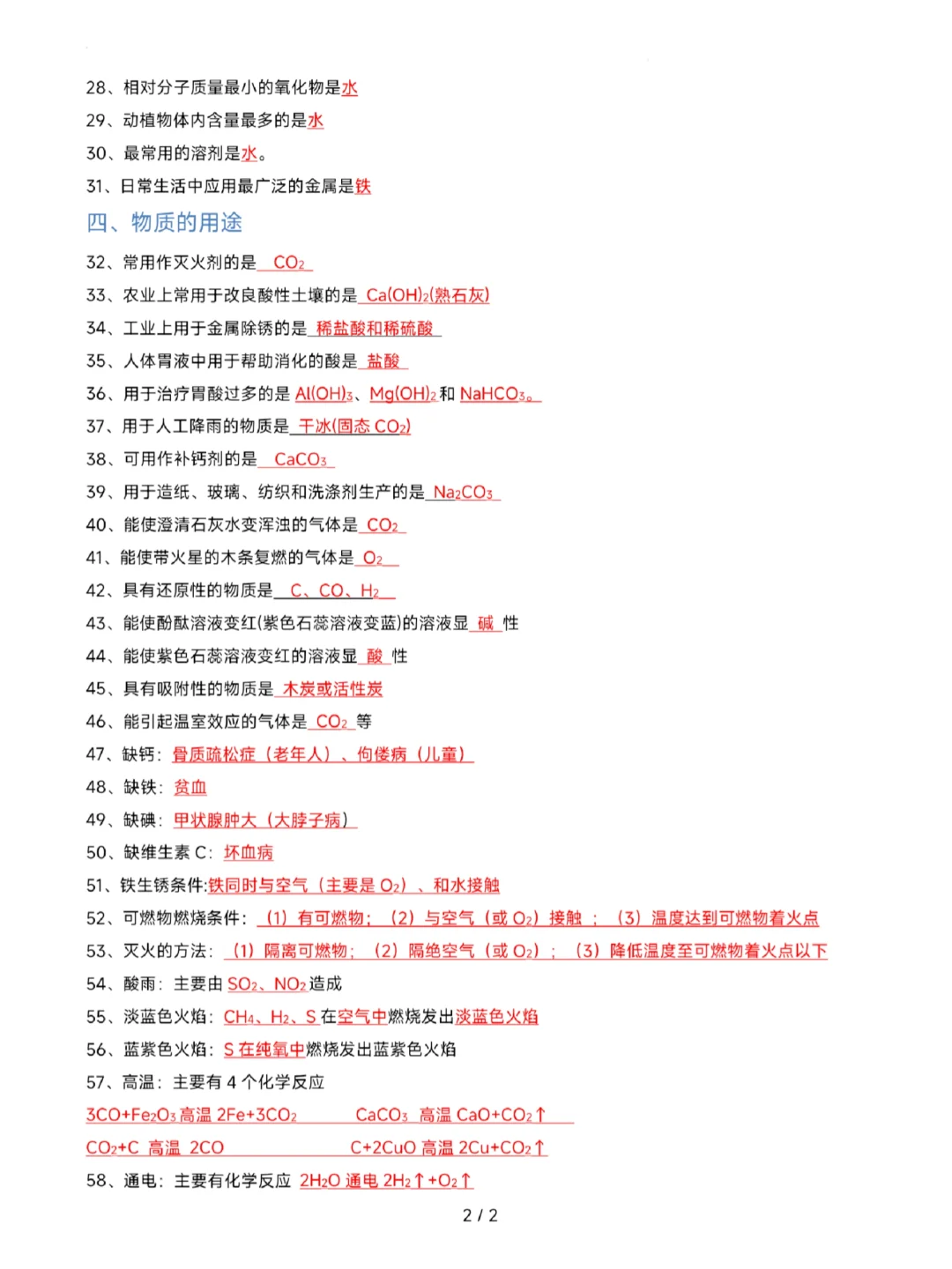 中考化学重点知识点总结 第4张